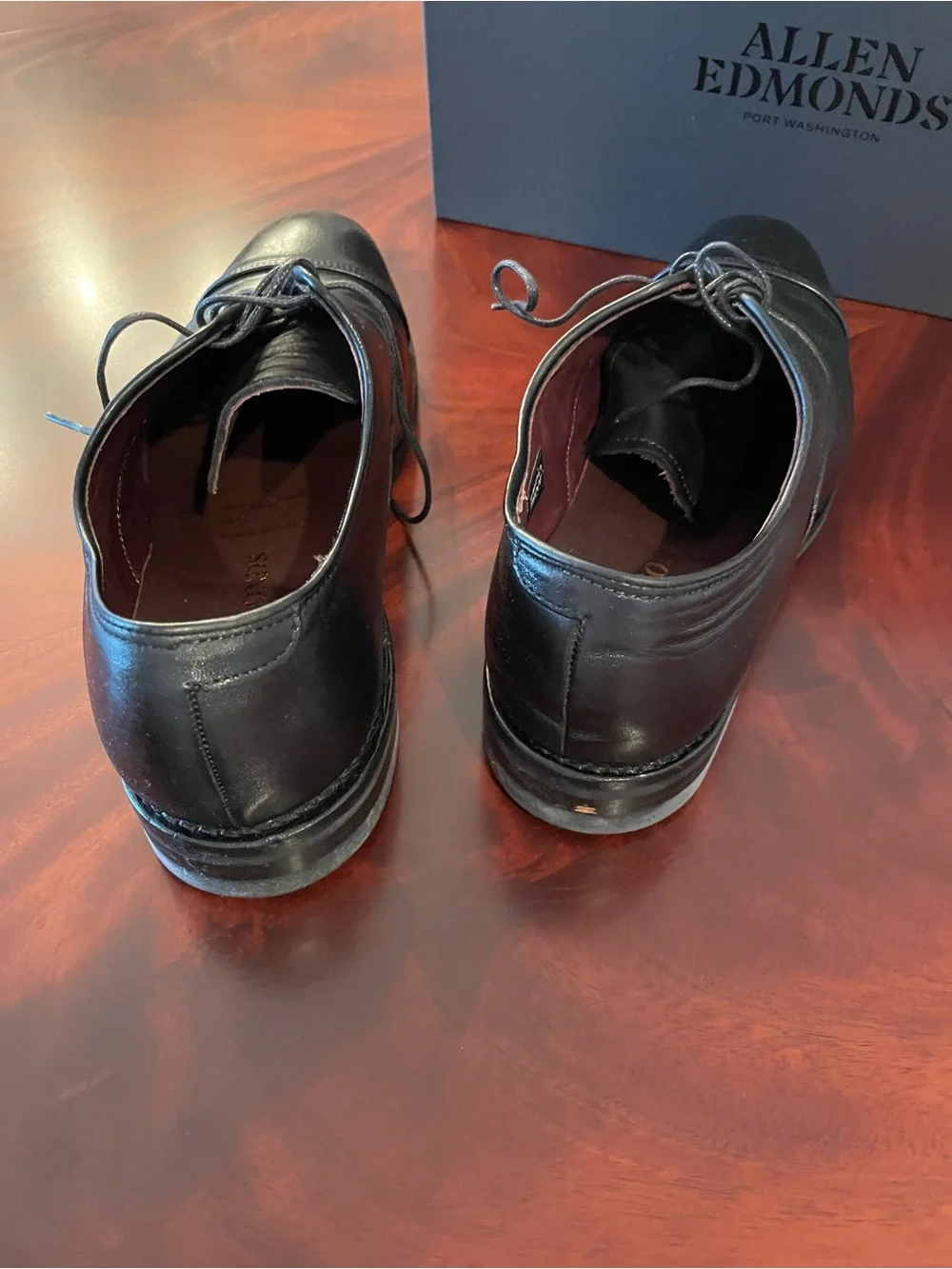Allen Edmonds Park Avenue Black Cap Derby Shoes